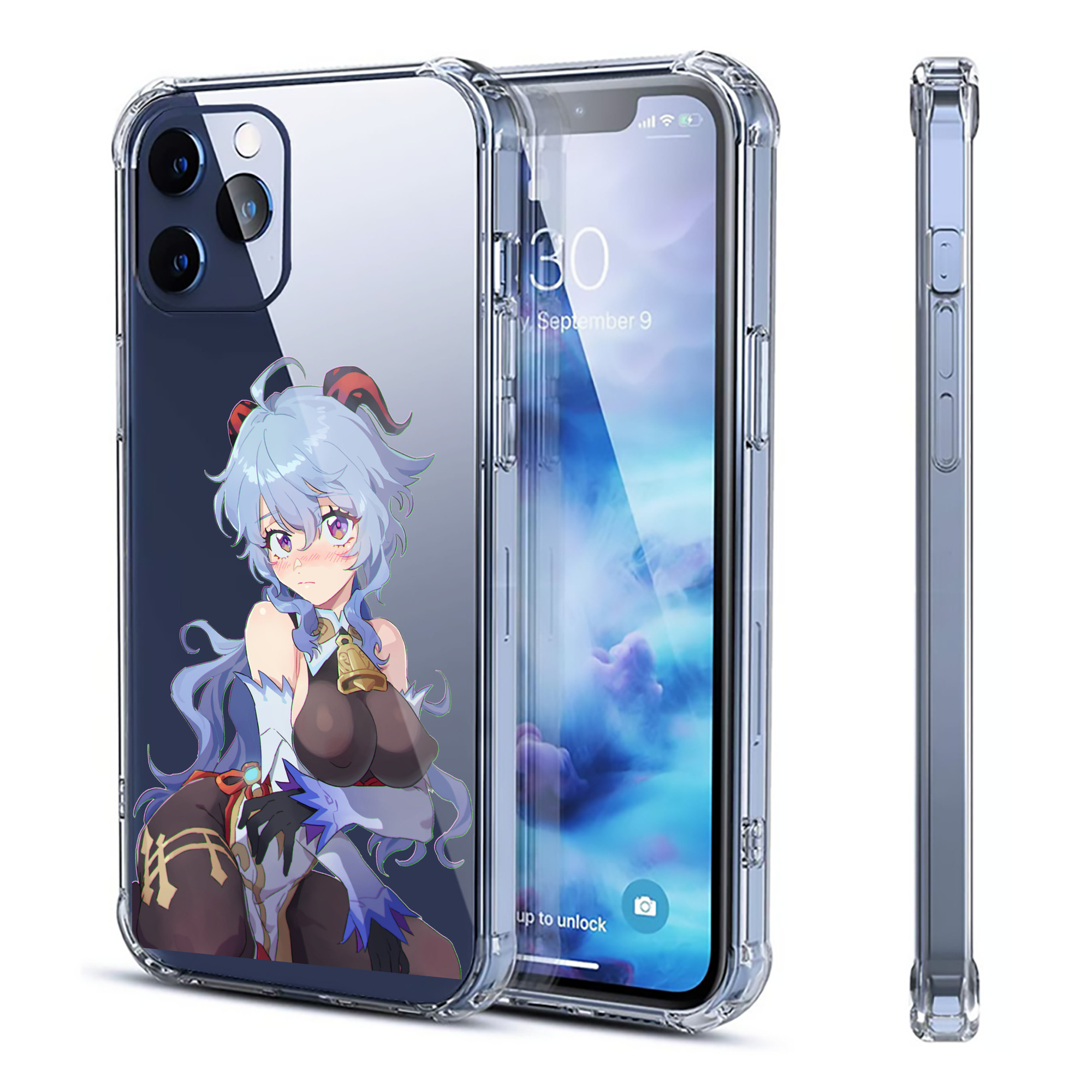げんし神 甘雨 かんう genshin Ganyu 【iPhone 12シリーズ対応】透明スマホケース（クリアソフトケース）